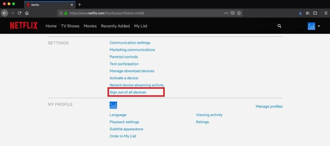 Signout Of All Devices on Netflix