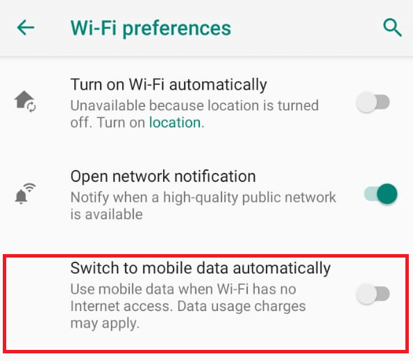 Switch to Mobile Data Automatically