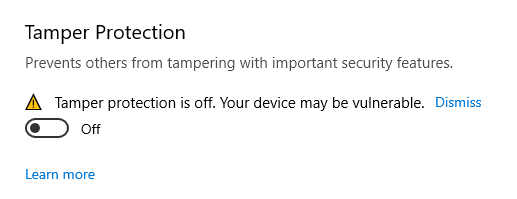 Temper Protection Off