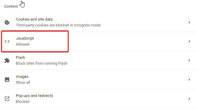 Turn on Allowed Javascript