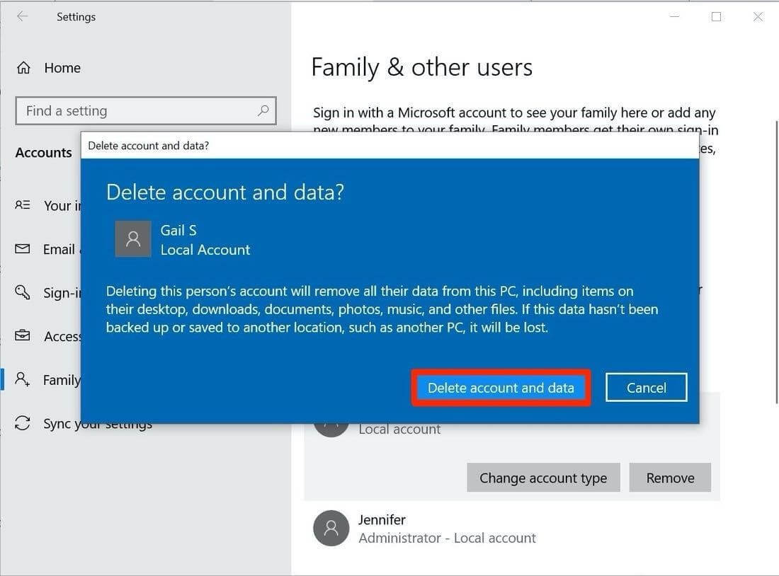 how to remove account
