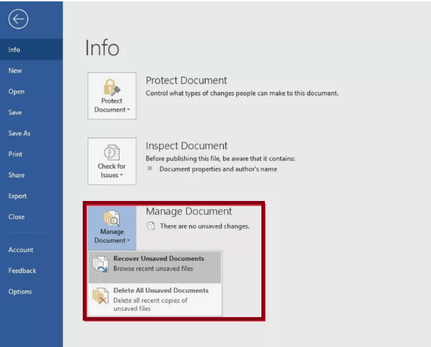 recover unsaved word file