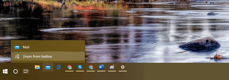 unpin from taskbar