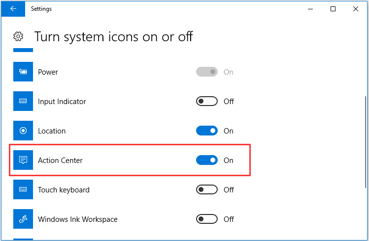 windows 10 action center not working