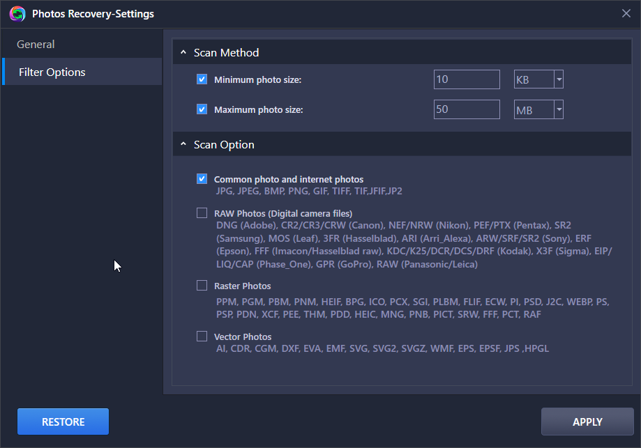 Photos Recovery Window