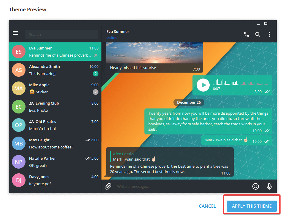 Apply Telegram Theme on Desktop