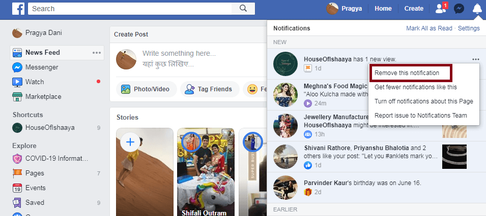 Click on Remove this notification on three dots