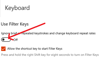 Disable Filter Keys On Windows 10