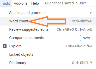Enable Word Count on Google Docs