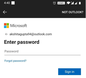 Enter your outlook password