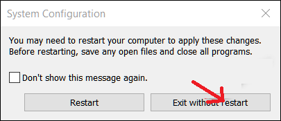 Exit Without restart