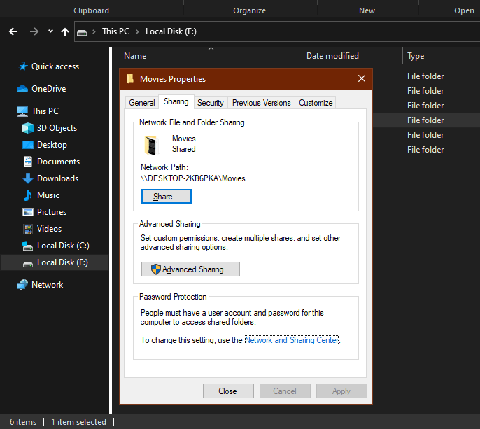 File Sharing in Windows