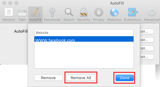 Remove all autofill enteries