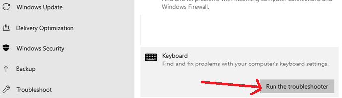 Run Keyboard Troubleshooter