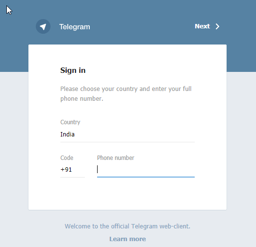 Telegram on browser