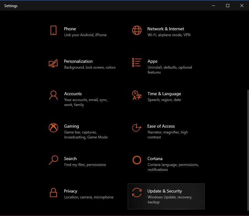 Updates and security settings