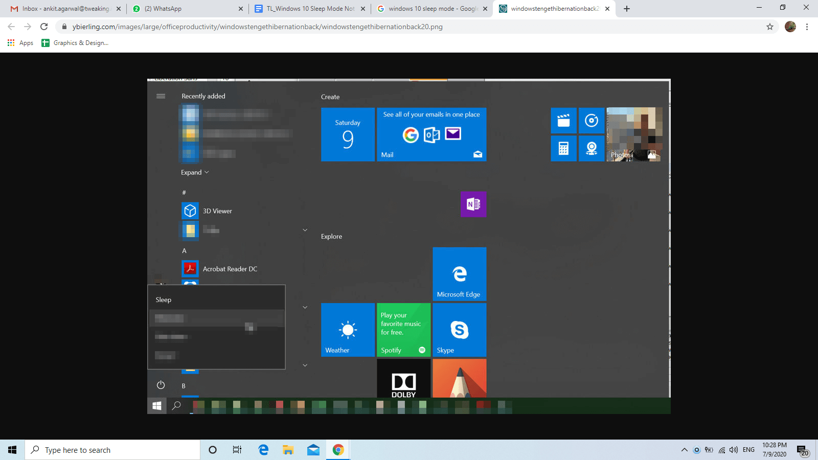 Windows 10 Sleep Mode