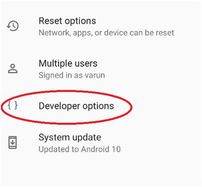 check developer option