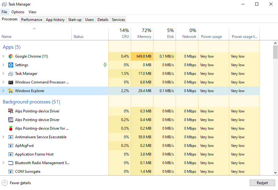 fix frozen taskbar