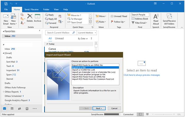 export office 365 mailbox to pst