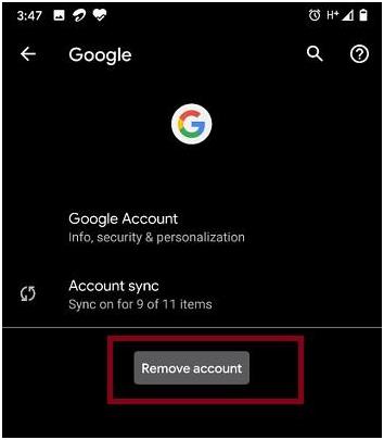 remove gmail account
