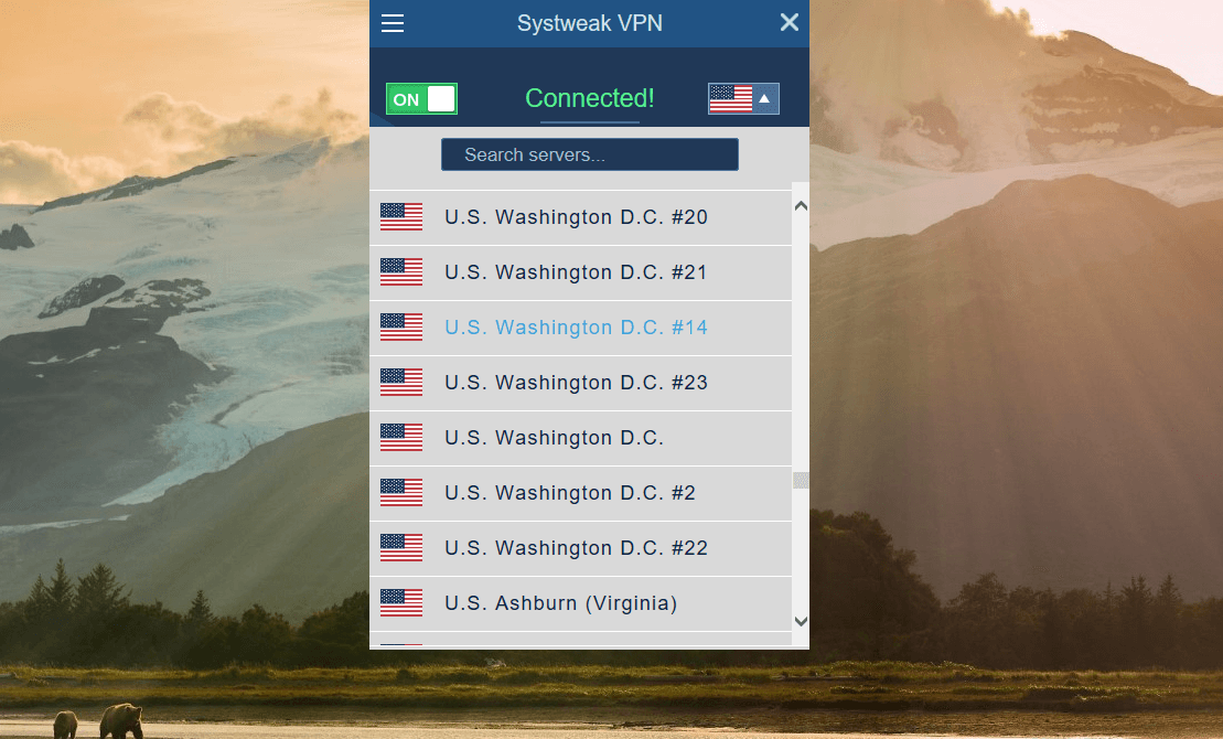 systweak VPN server locations