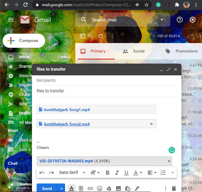 transfer files through Emails