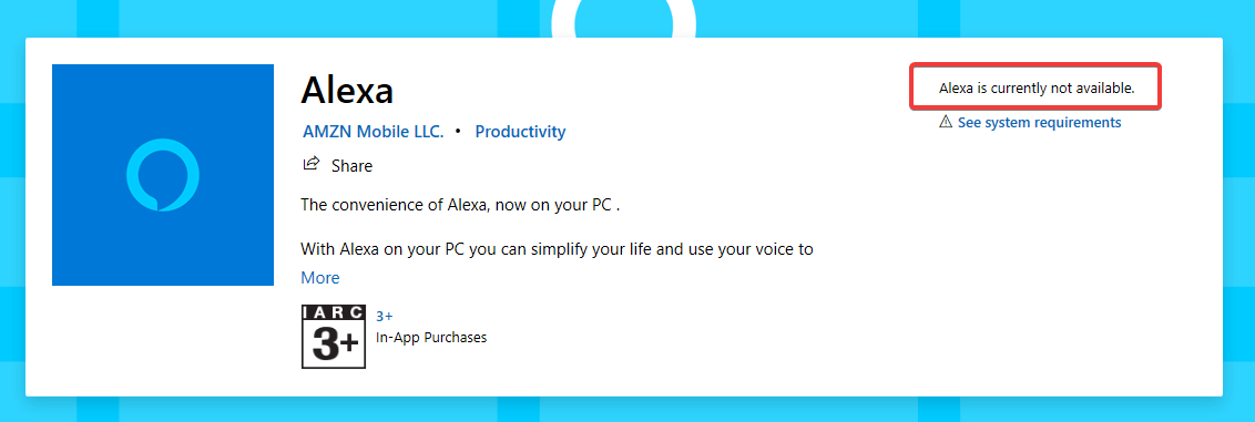 Alexa Currently Not Available