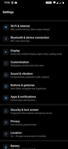 App on Android using Device Settings