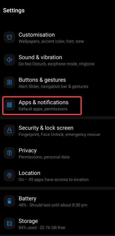 Apps & Notifications