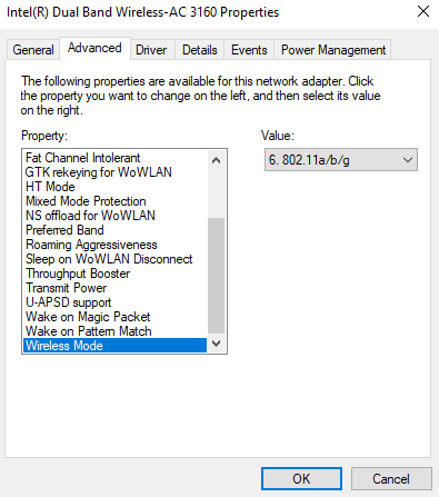 Choose wireless mode