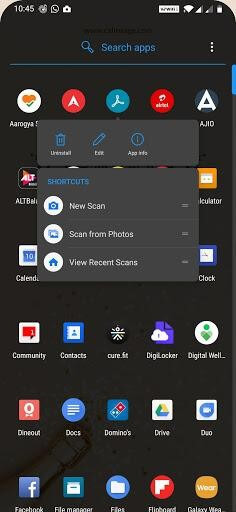 Long Press On the APp icon
