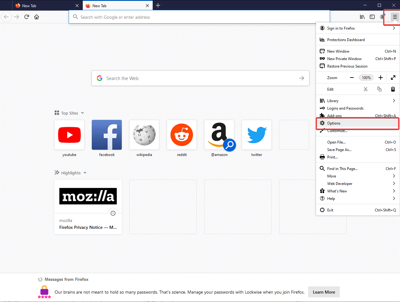 Options from the list