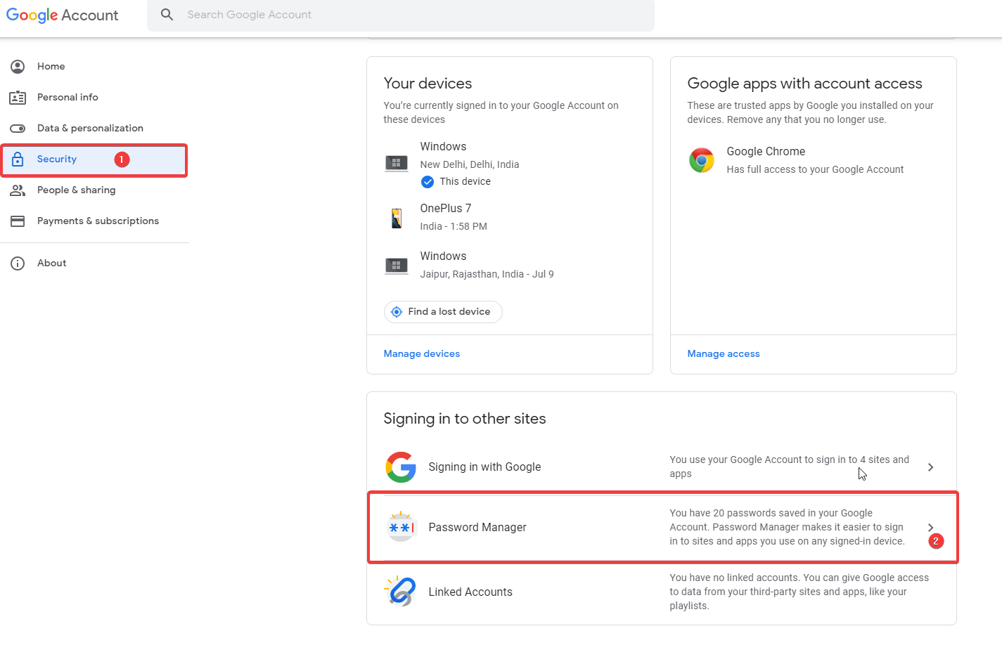 Password Manager - Google Account Security