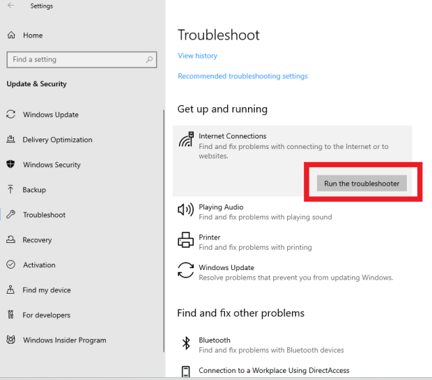 Run the Troubleshooter