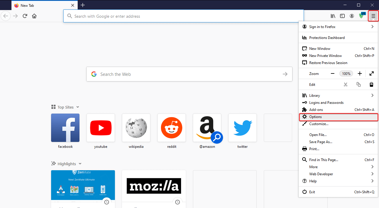 Select Options in Firefox mozilla