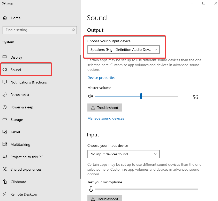 Sound - Windows Settings