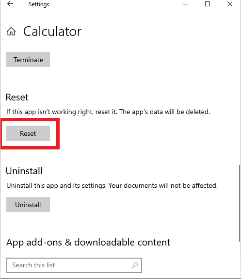 calculator is not working in windows 10