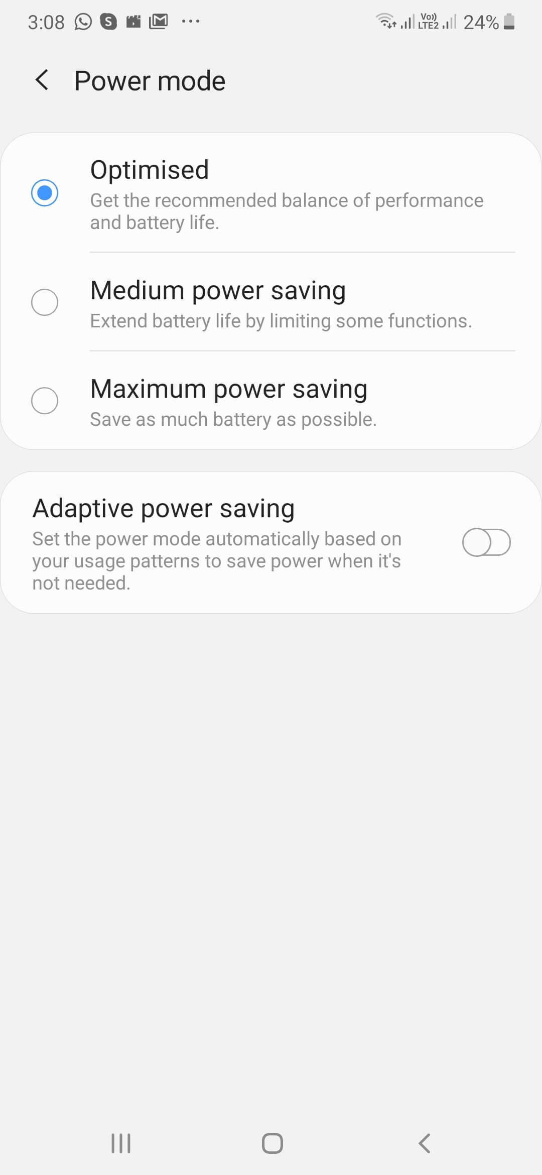 disable power saving