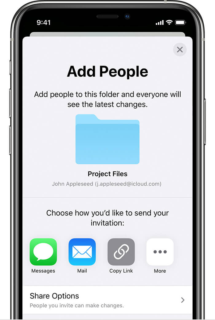 icloud drive share folder