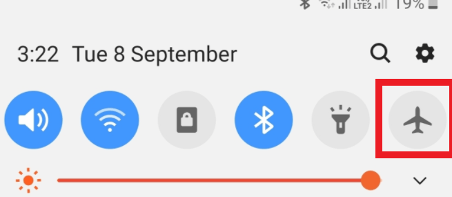 Activate and then Deactivate Airplane Mode