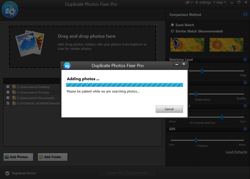 Adding Photos - Duplicate Photos Fixer Pro