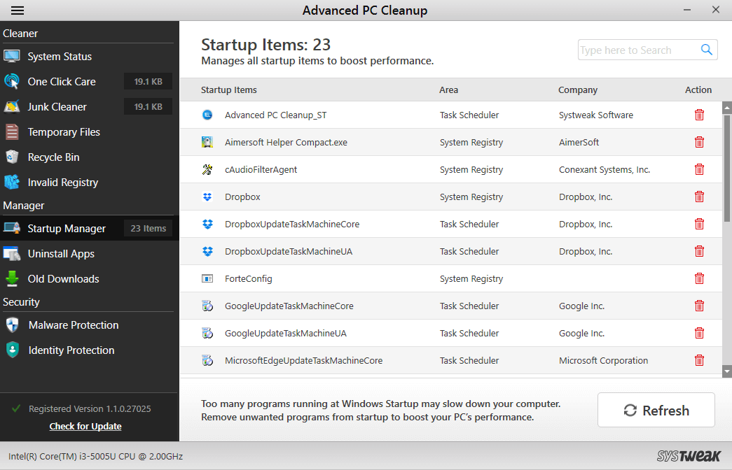 Advanced PC Cleanup - Startup Items