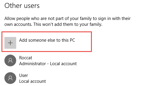 Create user account