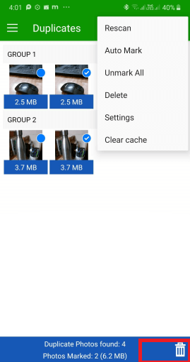 Delete duplicate images
