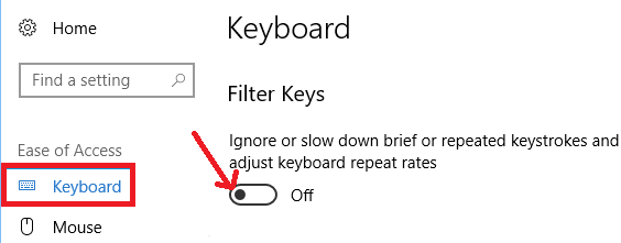 Disable Filter Keys