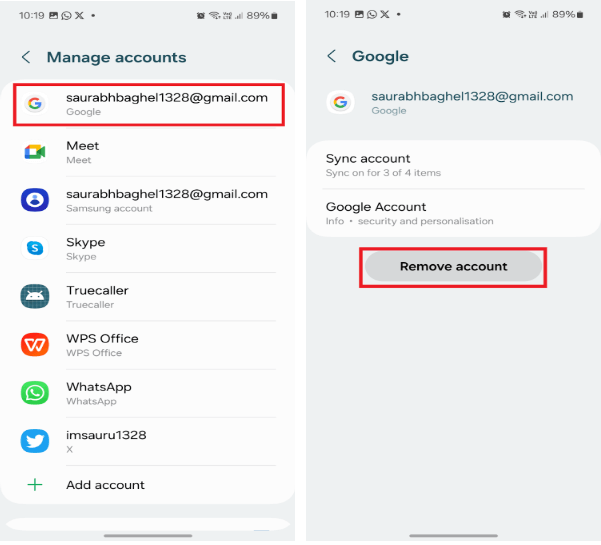Remove account