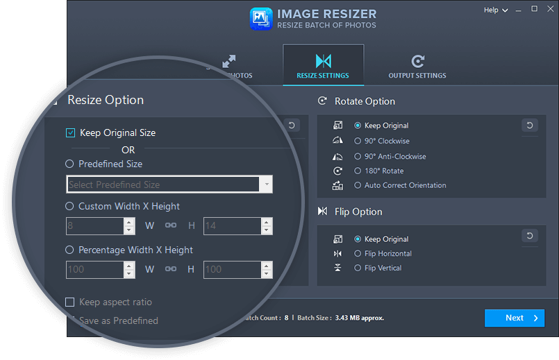 Resize Settings