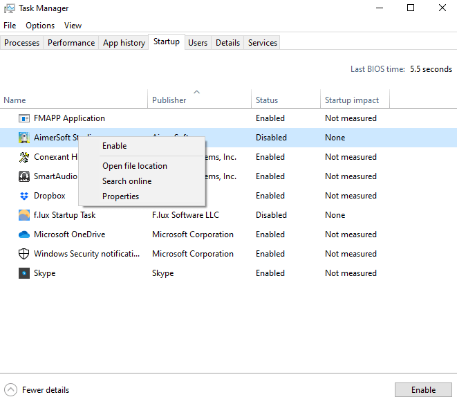 Search Application in the Task Manager