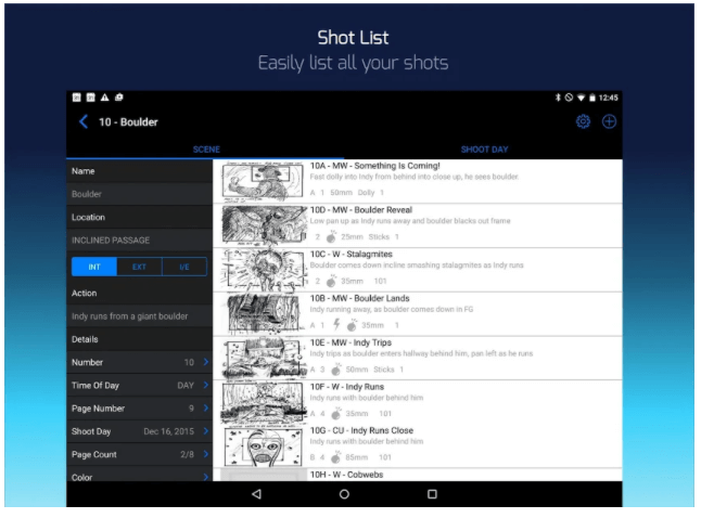 Shot Lister - Filmmaking Application